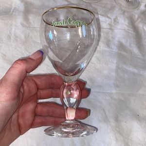 Vintage 80's Gold Rimmed Irish Coffee Glasses with Shamrock on Stems Set of 10